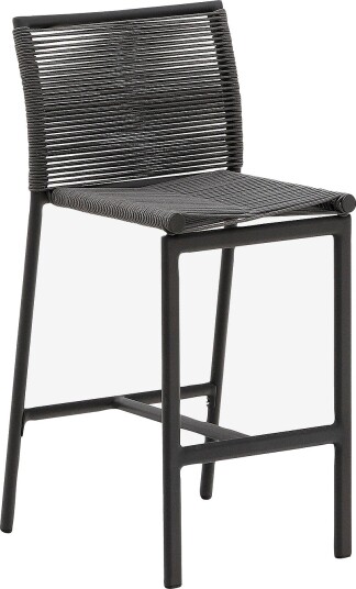 Kave Home Culip utendørs krakk laget av tauverk og hvit aluminium 65 cm Grå