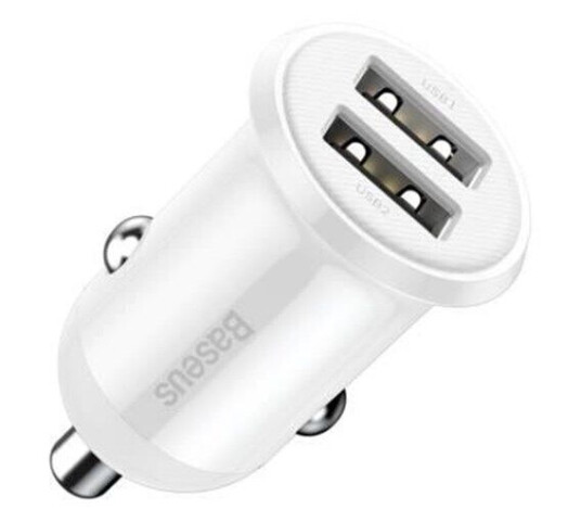 Baseus Grain Pro Bil Lader 2x USB 4.8A Hvit