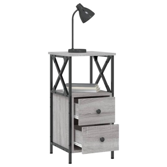 vidaXL Nattbord 2 stk grå sonoma 34x35,5x70 cm konstruert tre