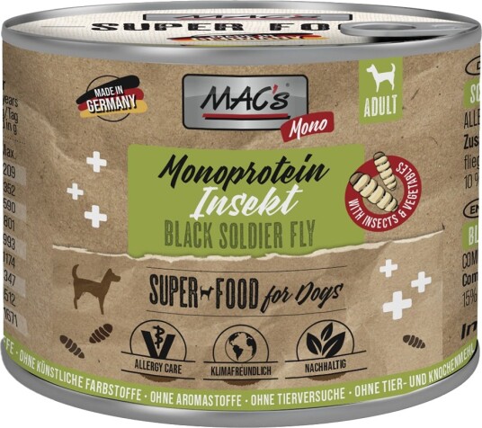 Mac'S Monoprotein Insects & Superfood 6 X 180 G Svart Soldatflue Hermetia Illucens Mac'S Monoprotein Insects & Superfood 6 X 180 G Svart Soldatflue Hermetia Illucens