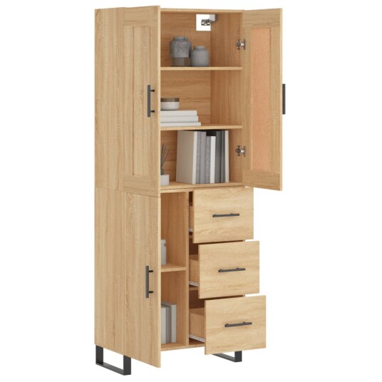 Highboard sonoma eik 69,5x34x180 cm konstruert tre