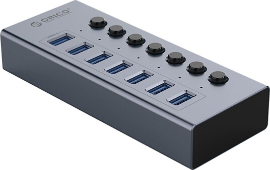 Usb-Hub Orico Hub Bt2u3-7Ab Med Brytere 7X Usb-A Grå Usb-Hub Orico Hub Bt2u3-7Ab Med Brytere 7X Usb-A Grå