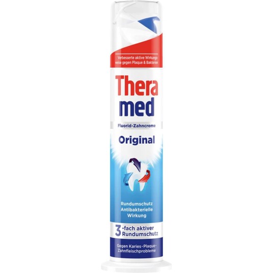 Theramed Original Tannkrem Pumpedispenser 100 ml. Theramed Original Tannkrem Pumpedispenser 100 ml.