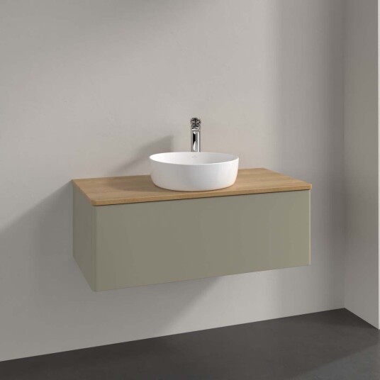 Villeroy & Boch  Antao Servantskap med 1 skuff 100x50x36 cm m/lys Steingrå/Eik