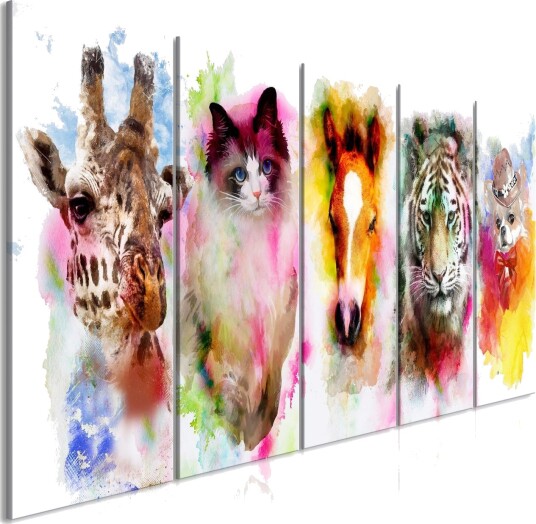 Bilde Watercolour Animals 5 Parts Narrow 225x90 Artgeist sp. z o. o.