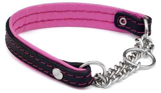 ALAC Halvstrup Halsbånd i Lær med Kjetting - 35 cm - Rosa