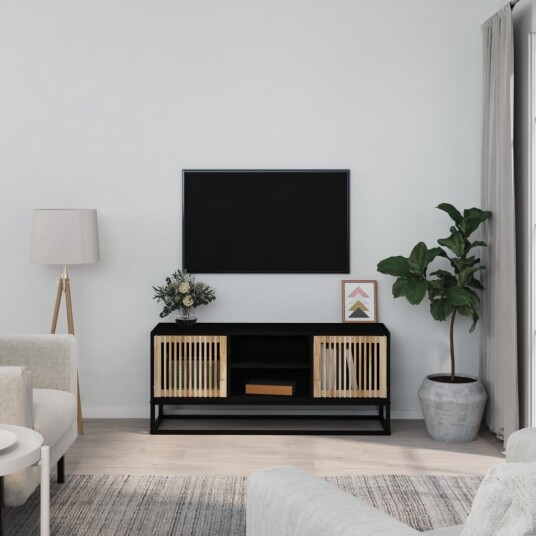 vidaXL TV-benk svart 105x30x45 cm konstruert tre og jern
