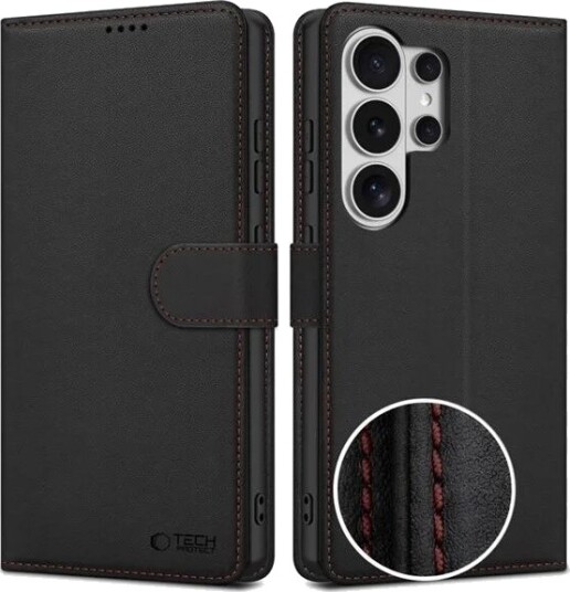 Tech-Protect Wallet Case for Samsung Galaxy S26 Ultra Black & Red