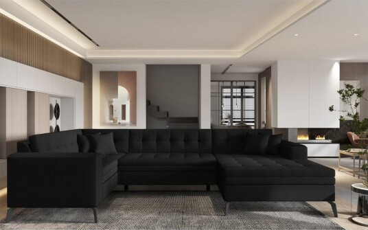 Seksjon Eltap Montez 340x180x93 cm Flores 10 Svart Høyre