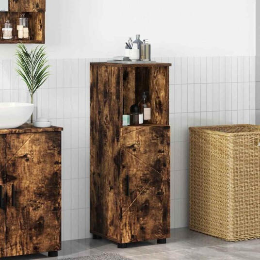  Baderomsskap Røkt eik 30 x 35 x 95 cm Konstruert tre & Metall