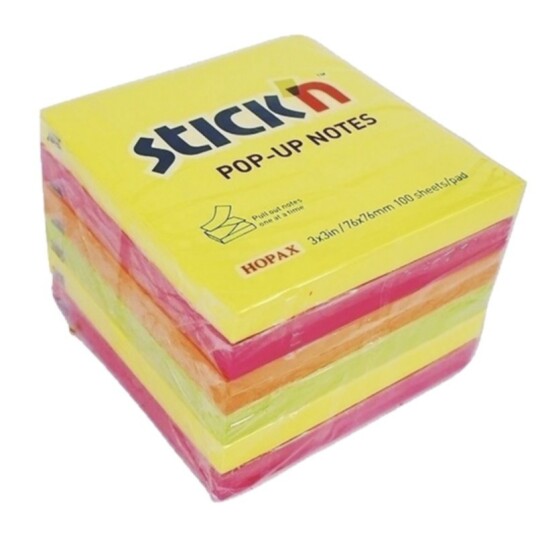 Stick"n Z Notiskube 6st 76x76mm 100 Blad Assorterat Neon