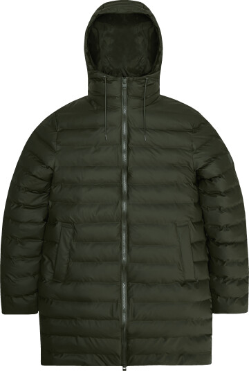 Rains Unisex Lohja Long Puffer Jacket W3T3 Green S Rains Unisex Lohja Long Puffer Jacket W3T3 Green S