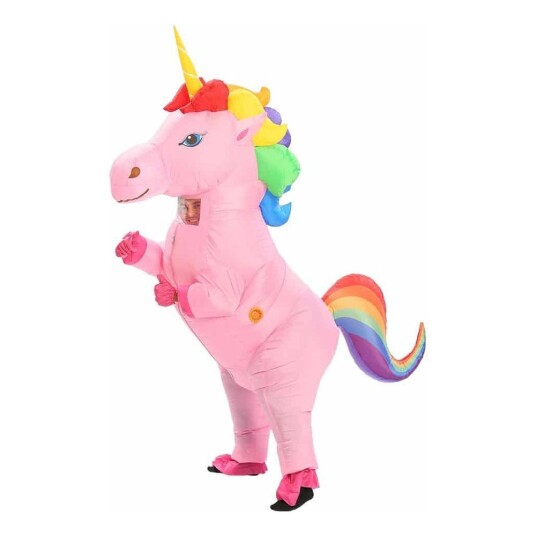 Unicorn / Enhörning Oppblåsbar Enhjørning Med Regnbuefarget Man Kostyme Unicorn / Enhörning Oppblåsbar Enhjørning Med Regnbuefarget Man Kostyme