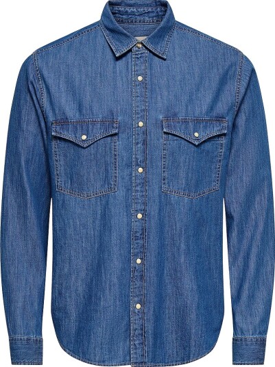 ONLY & SONS Skjorte Onsray Western Reg Ls Shirt Blå