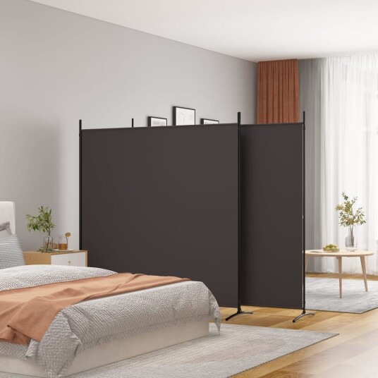 vidaXL Romdeler 3 paneler brun 525x180 cm stoff
