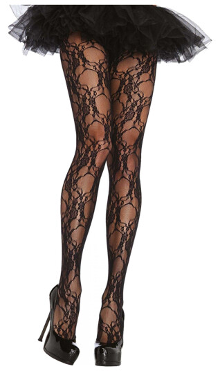 Leg Avenue Europe Svarte Blonder Strømpebukser Floral Deluxe - One size