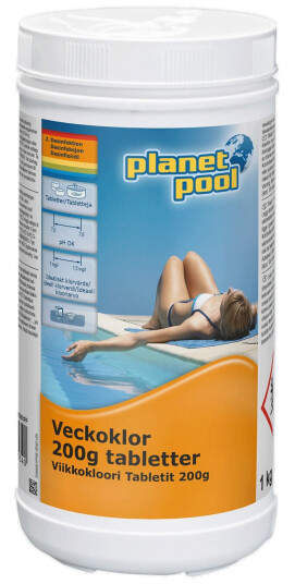 Vannpleie Planet Pool Uke klor 1kg 200g Tabletter  