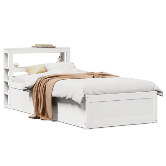 Sengeramme med hodegavl hvit 100x200 cm heltre furu 3306349