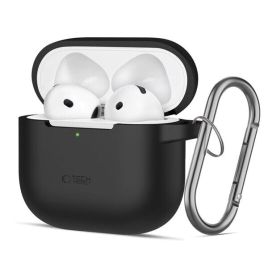 Tech Protect AirPods 4 silikonetui med krok   svart