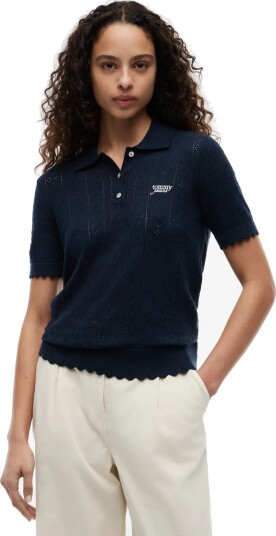 Tommy Jeans Tjw Pointelle Polo Sweater Navy M
