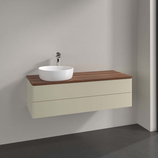 Villeroy & Boch Antao Servantskap med 2 skuffer 120x50x36 cm u/lys Grå Matt/Valnøtt Villeroy & Boch Antao Servantskap med 2 skuffer 120x50x36 cm u/lys Grå Matt/Valnøtt