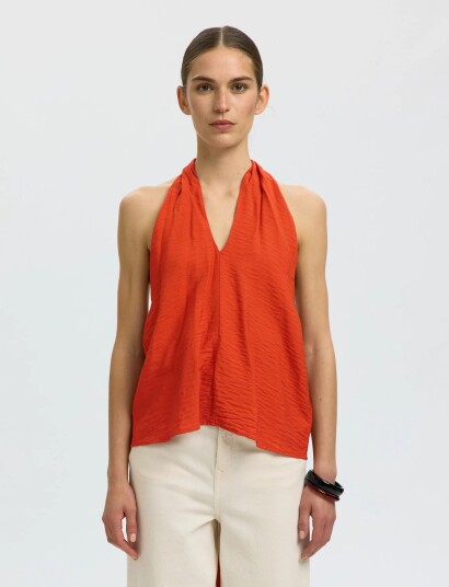 Selected Slflisa Sl Halterneck Top B - Orange - 36 Selected Slflisa Sl Halterneck Top B - Orange - 36