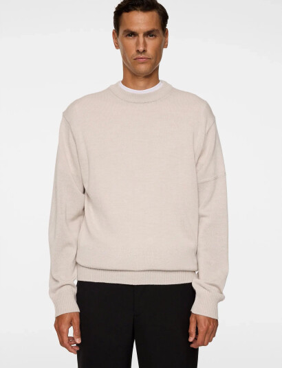J. Lindeberg Kino Merino Crew - Beige - XL