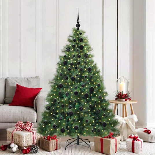  Kunstig juletre med 300 LED med stativ grønn 180 cm PE og PVC