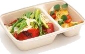 Bakke 2 Rum 500+250Ml L230xb160xh50mm Bagasse Bionedbrydelig Natur Ff,4 Ps X 75 Stk/Krt