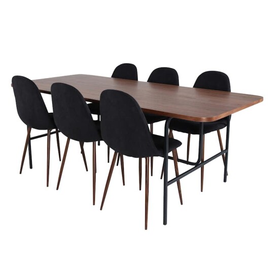 Venture Home Spisegruppe Venture Home Chicago Valnøtt med 6 Pobbie Stoler GR22147