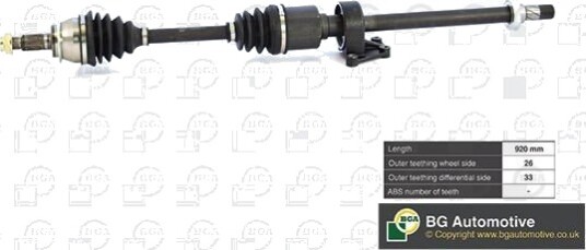 BGA DS0915R Drivaksel