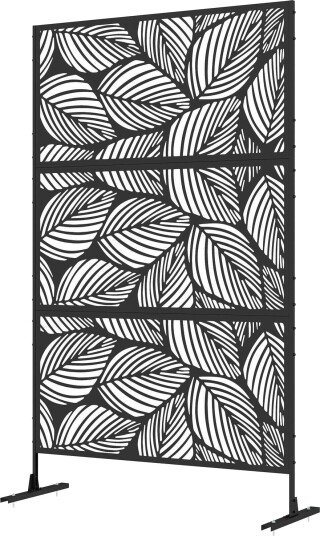 Garden Privacy Screen 122x198cm Balkong Privacy Screen Bladmønster Ståldeler & Stand Romdeler Sort Garden Privacy Screen 122x198cm Balkong Privacy Screen Bladmønster Ståldeler & Stand Romdeler Sort