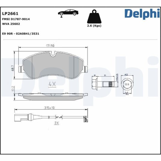 Bremseklosser DELPHI LP2661 Bremseklosser DELPHI LP2661