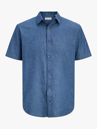 Jack and Jones Summer Linen Blend Shirt Short Sleeve Blå XL