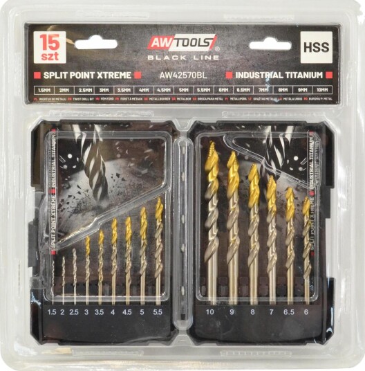 Bor Til Metall Awtools M2 Hss-Tin Sett (15 Stk), 1,5–10 Mm, Black Line