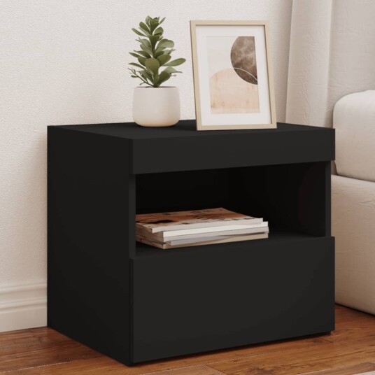  Nattbord med LED svart 50x40x45 cm 8721012253490
