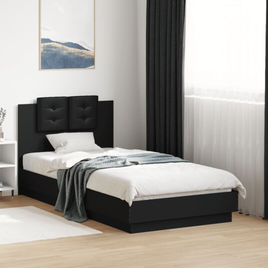  Sengeramme med hodegavl svart 90x190 cm konstruert tre 8721012277045