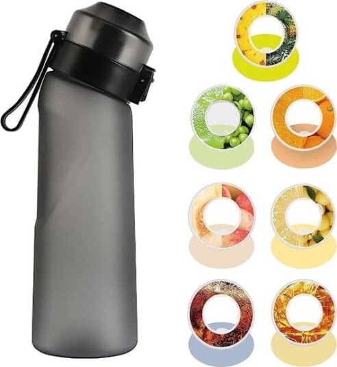 Vannflaske med fruktsmakende kapsler 650 ml smaksatt vannkrus for utendørssport med 7 kapsler