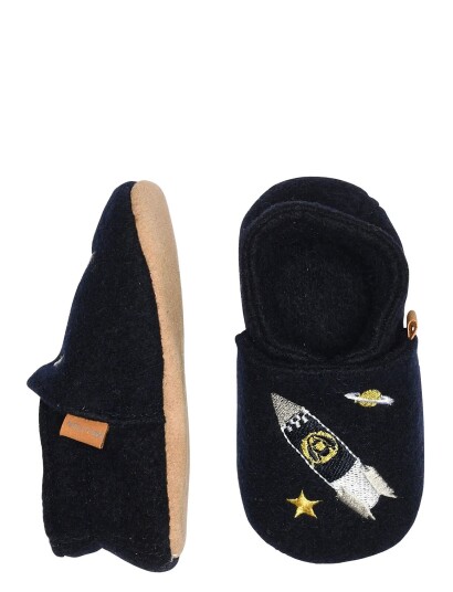 Melton Space Wool Slippers   Navy   22/23