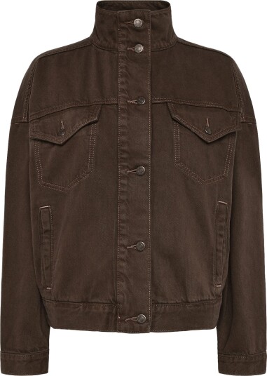 Topshop Tsfreya Denim Jacket Dnm   Brown   S