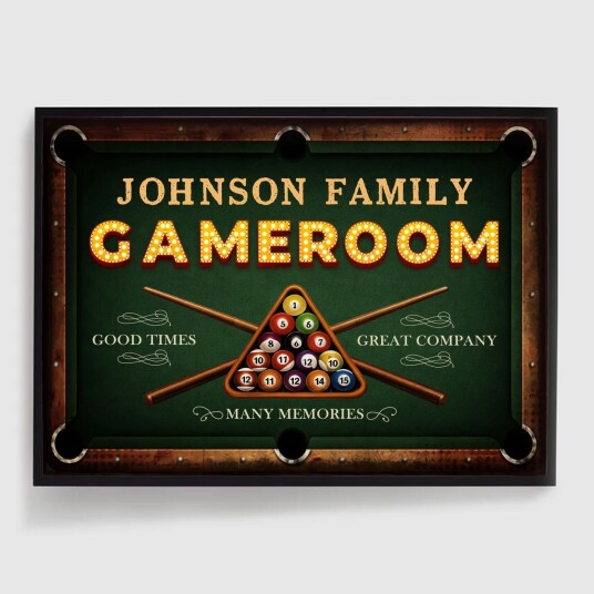 Namly Design Personalisert Plakat Familie Biljardspillrom POSTERV7J0Y4