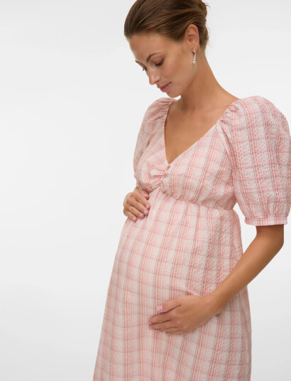 Mamalicious Mljulia 2/4 Abk Wo Dress   Pink   S