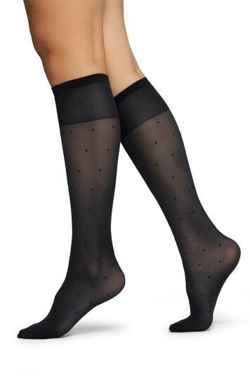 Swedish Stockings   Knestrømper Doris Dots Knee HighSvart