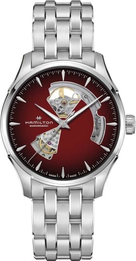 Hamilton Herreklokke H32675170 Jazzmaster Open Heart Rød/Stål Ø40 Hamilton Herreklokke H32675170 Jazzmaster Open Heart Rød/Stål Ø40
