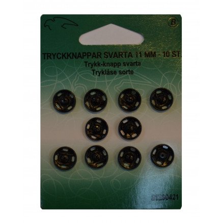 Vj Green Trykklåser trykknapper Svart 11mm 10 stk