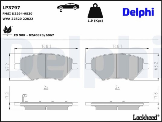 Bremseklosser DELPHI LP3797