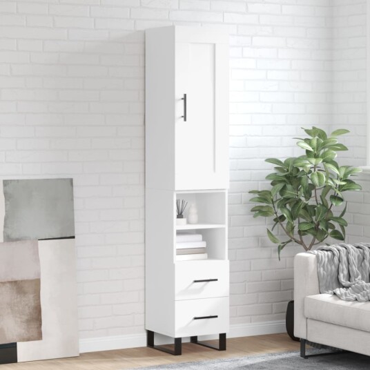 vidaXL Highboard hvit 34,5x34x180 cm konstruert tre 8720845497033