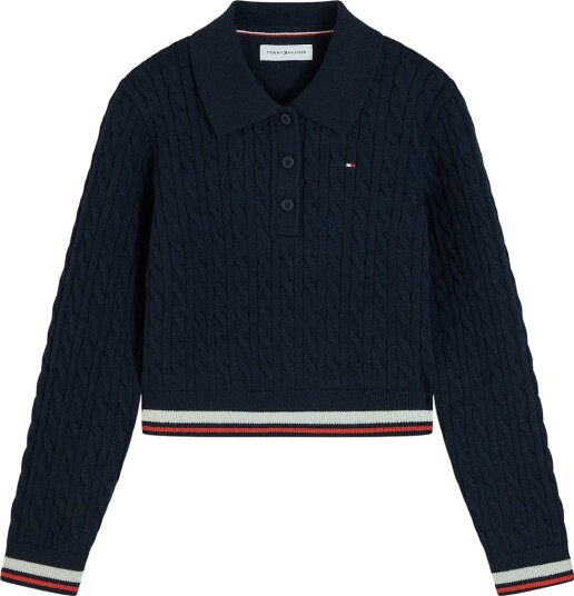 Tommy Hilfiger Poloskjorte Beskåret Strikk Dark Blue Tommy Hilfiger 10 år (140) Genser Marineblå