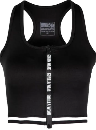Gorilla Wear Mesa Zip Front Crop Top Black XS