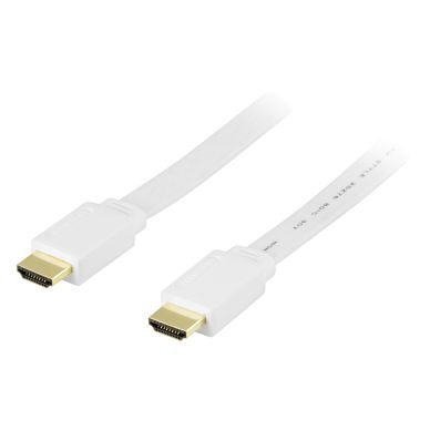 Deltaco HDMI-kabel 1m v1.4 med Ethernet – Hvit Flat